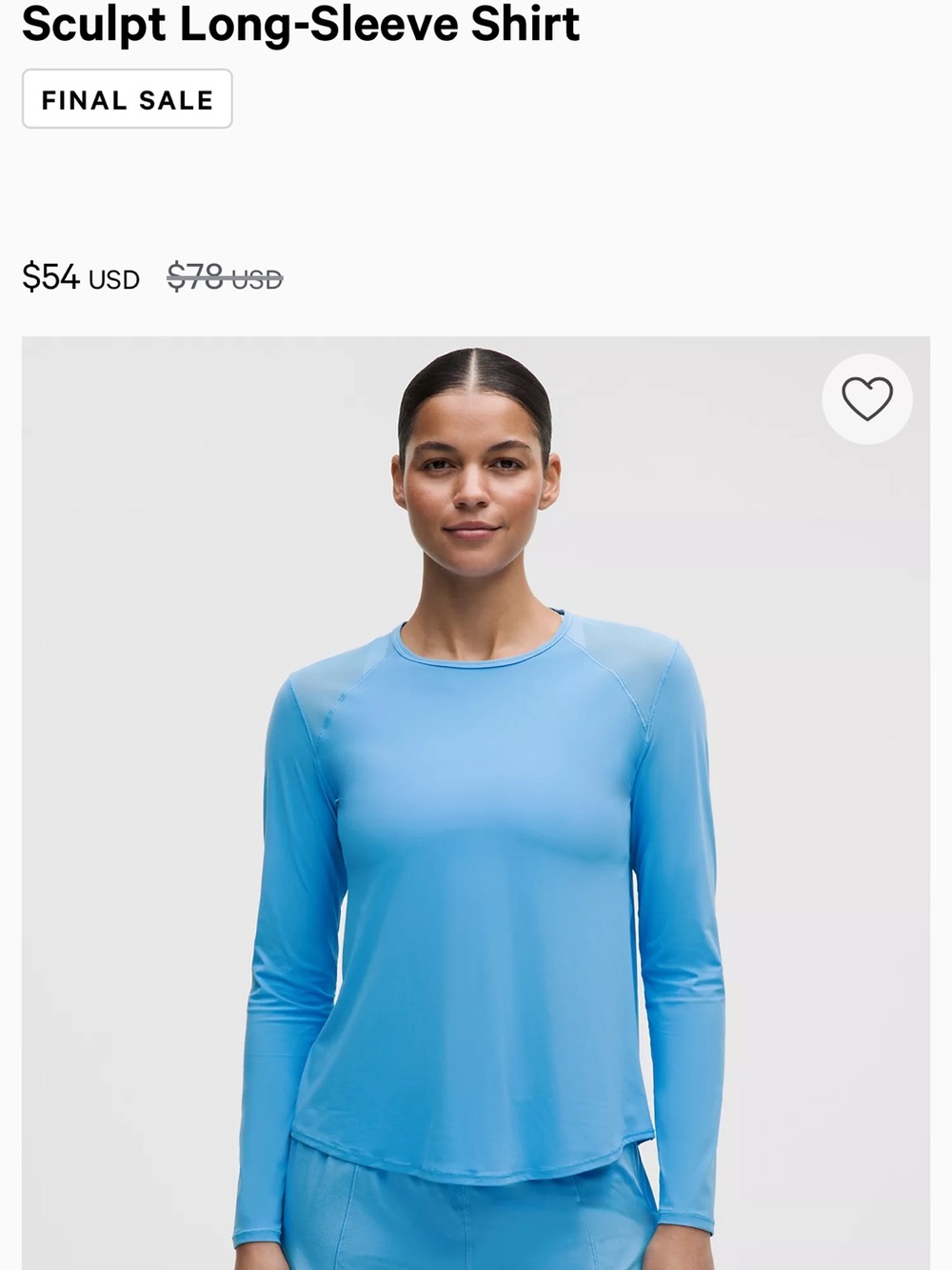 LULULEMON NWT Sculpt Long-Sleeve Shirt - Blue